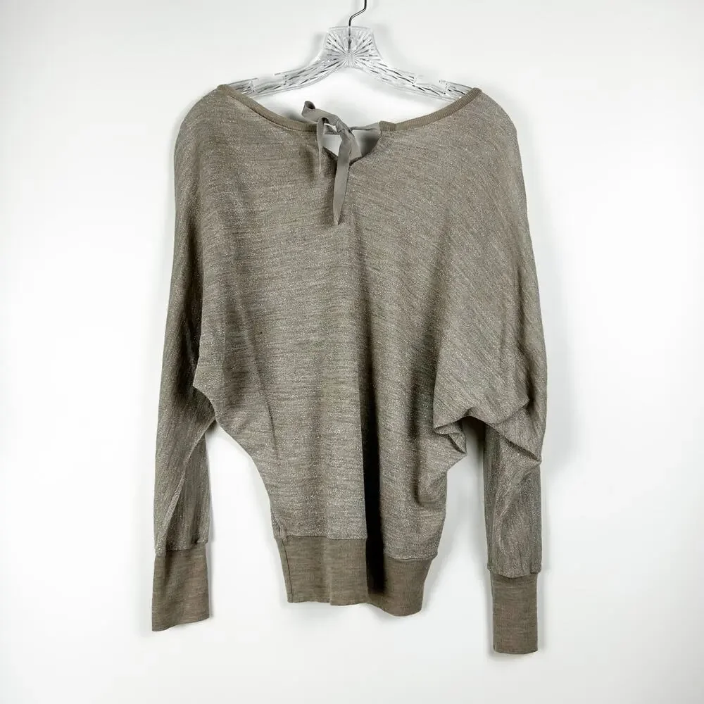 LOFT Metallic Bow Dolman Sleeve Wool Blend Top Party Night Out Womens Size S - Picture 9 of 12